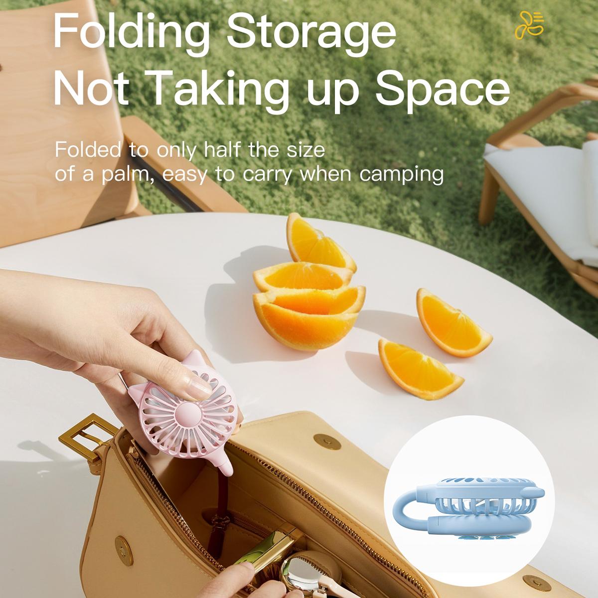 Cat Ear Mini Fan with Suction Cup Base, 3 Speed USB Rechargeable Portable Desktop Fan, Flexible Neck Adjustable Small Cooling Fan for Home, Office, Outdoor Travel, Cute Gift for Women Kids