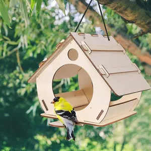 Outdoor Hanging Wooden Bird House, Bird Condo, Parrot Nest Bird Cage for Garden Patio