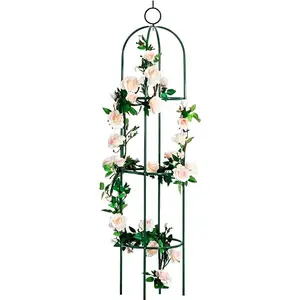Tower Obelisk  Trellis  Metal 6.3  Tall  Support for Climbing Vines and  Stands,Black Green Lightweight  Tower