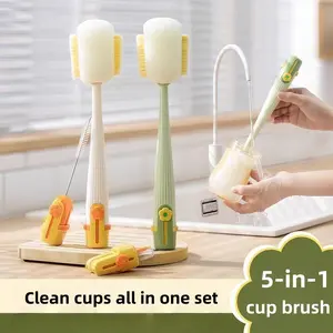 All-purpose 5-in-1 Washing Brush Multi-use Cleaner for Water Bottle Cup Straw Home Kitchen Cleaning Accessory-MM1