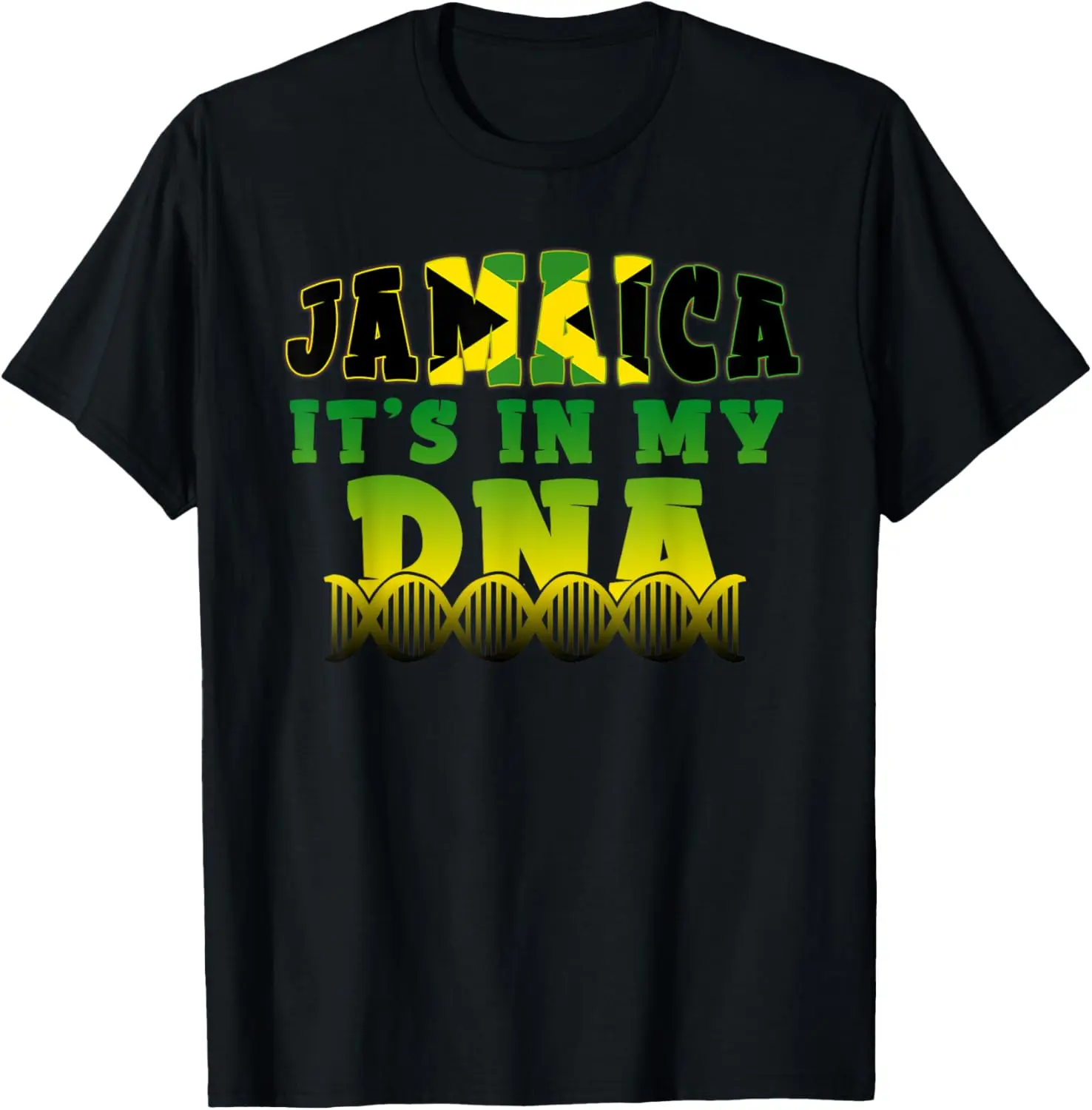 Women's 100% Cotton Casual Short-Sleeve Vintage Jamaican Flag Streetwear T-Shirt - Whimsical "Jamaica It's In My DNA" Graphic Top (Great Gift Option)