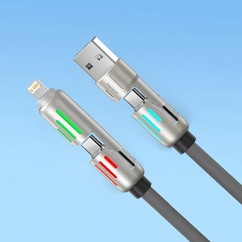 4-In-1 Fast Charging Cable Set, Multifunctional Charging Cable, 240w Power Adapter with LED Indicator, Type C & iOS Compatible, Available in 1/2/3 Pieces, Usb Fast Charge, Fast Charging Supported