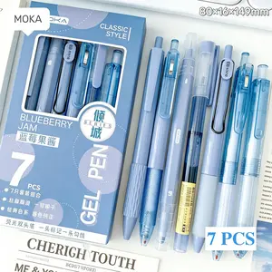7-Piece Press Type Ballpoint Pens & Ink Pens Set, Assorted Tips, Quick-Dry, Neutral Color, Back-To-School Essential for Students