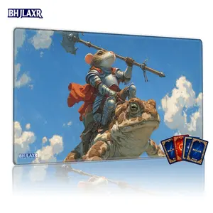 Fantasy Anthropomorphic Rodent Riding Toad TCG Playmat - 12x24inch Non-Slip Gaming Mousepad, Ideal for MTG Card Game Enthusiasts, Party & Family Use, Perfect Gift for Fantasy Game Lovers