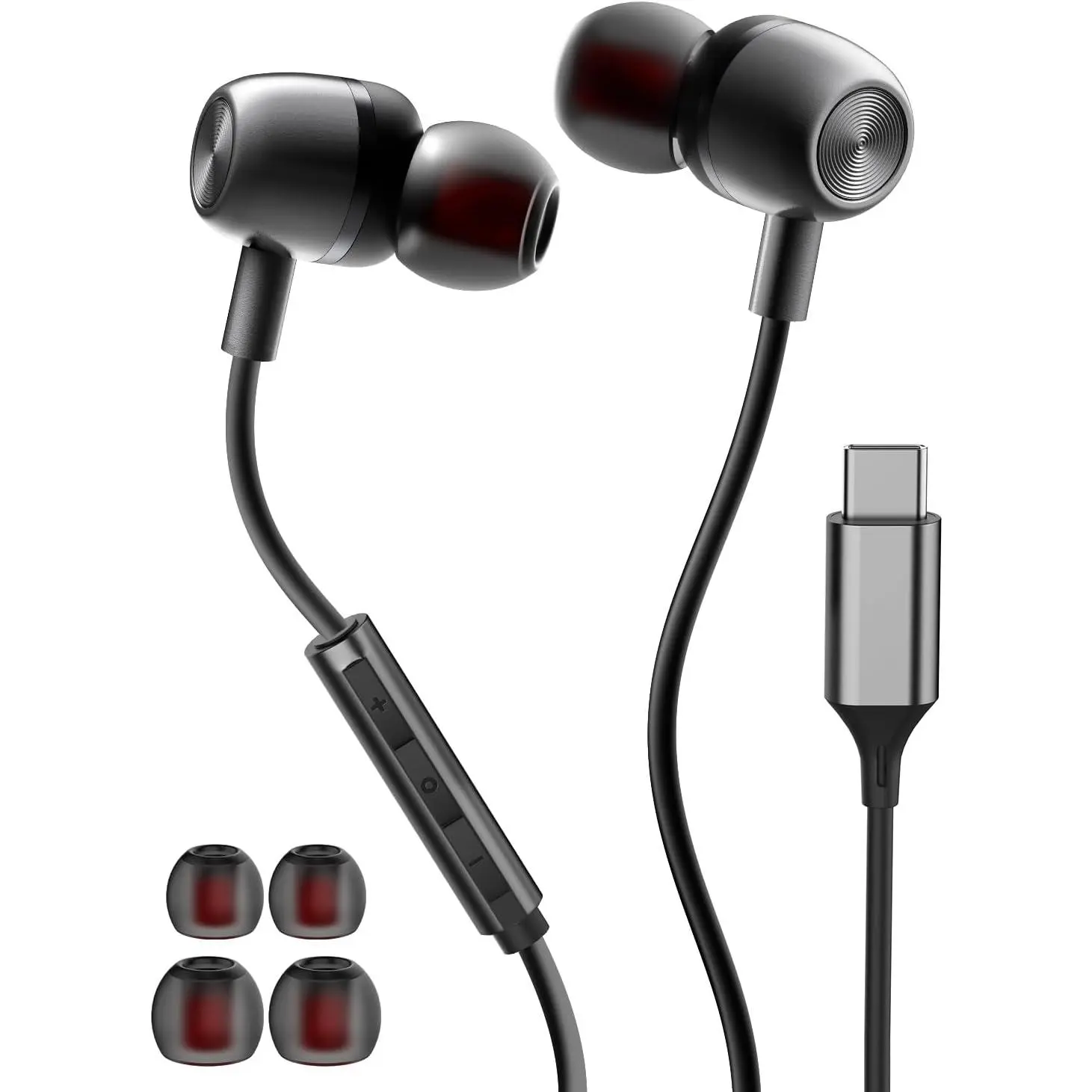 USB-C Wired Headphones with Microphone for iPhone 17/16/15 Pro Max & Samsung Galaxy | In-Ear USB-C Earbuds | Hi-Fi Stereo Sound | Volume Control