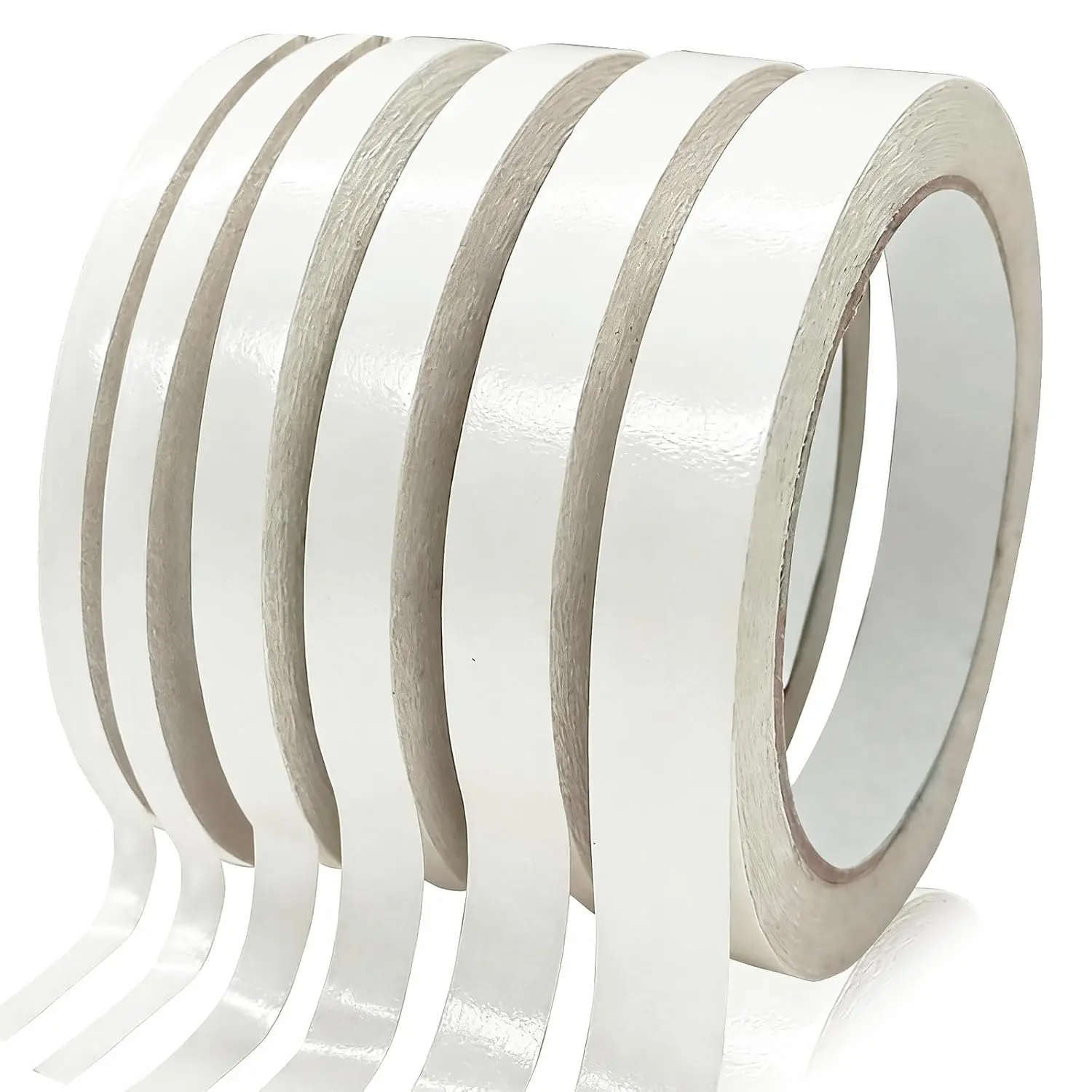 Heavy-Duty Adhesive Tape, 6-Roll Multi-Width (3 Mm, 5 Mm, 8 Mm, 10 Mm, 12 Mm, 15 Mm) Pack with Paper Backing, Hand-Tear Adhesive for Arts, Crafts, Photography