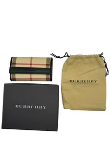 Pre-owned BURBERRY Canvas  Key holder  Nova Check W/ Black Leather Trim 6 Full Set Perfect For Daily Use