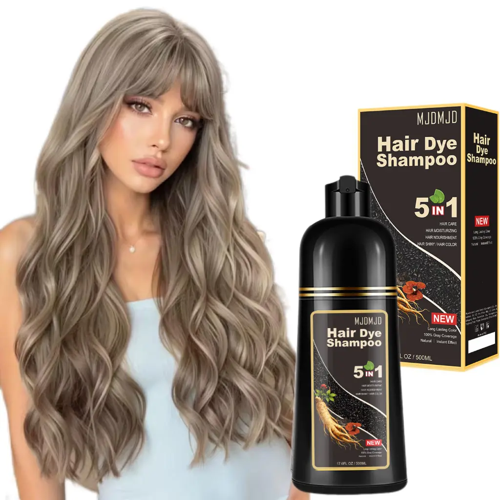 Advanced 5-in-1 Coffee  Hair Color Shampoo – Fast Gray Coverage, Gentle Herbal Care, Rich Natural Black Finish, Long-Lasting & Nourishing, 500ml + Bonus Hair Mask Samples