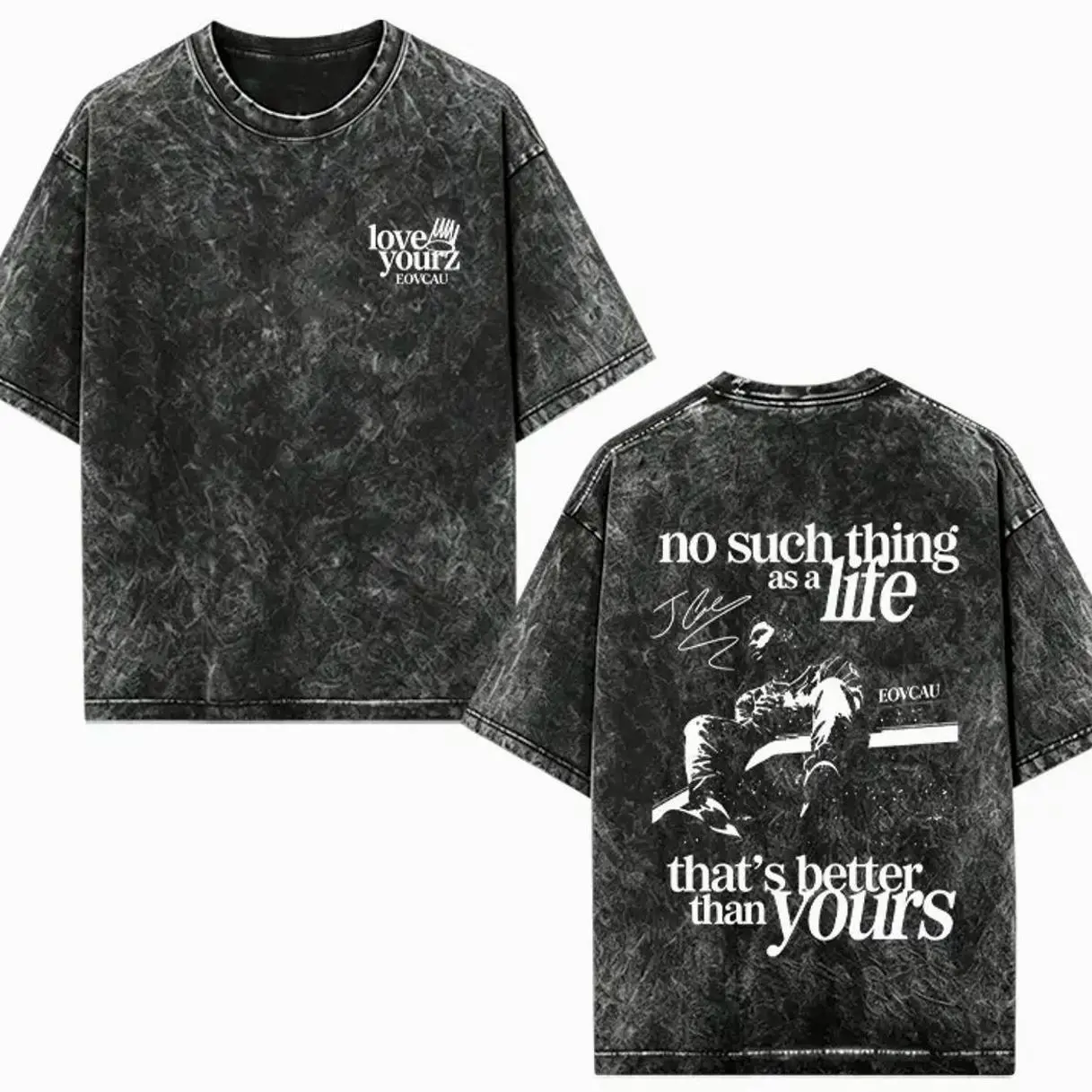 Men's Vintage Hip Hop Lyric Quote Oversized Washed Streetwear T-Shirt - J. Cole "Love Yourz"/"No Such Thing" Graphic Print Short Sleeve Top, Rap Legend Reprint, 90s Black Cinema/Romance Nostalgia, Gifts Under 20 Dollars, 2JG P8U