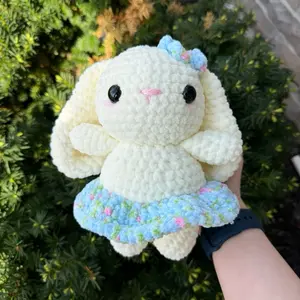 Handmade Crochet Bunny with Skirt and Flower