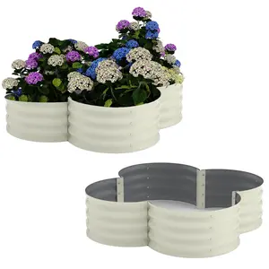 Garvee 2-Pack Galvanized Raised Garden Beds 4x4x1ft Outdoor Planter Boxes with Open Base for Herbs, Vegetables & Flowers, Featuring Ground-Connected Design for Deep Root Growth, White Finish, Durable and Weather-Resistant