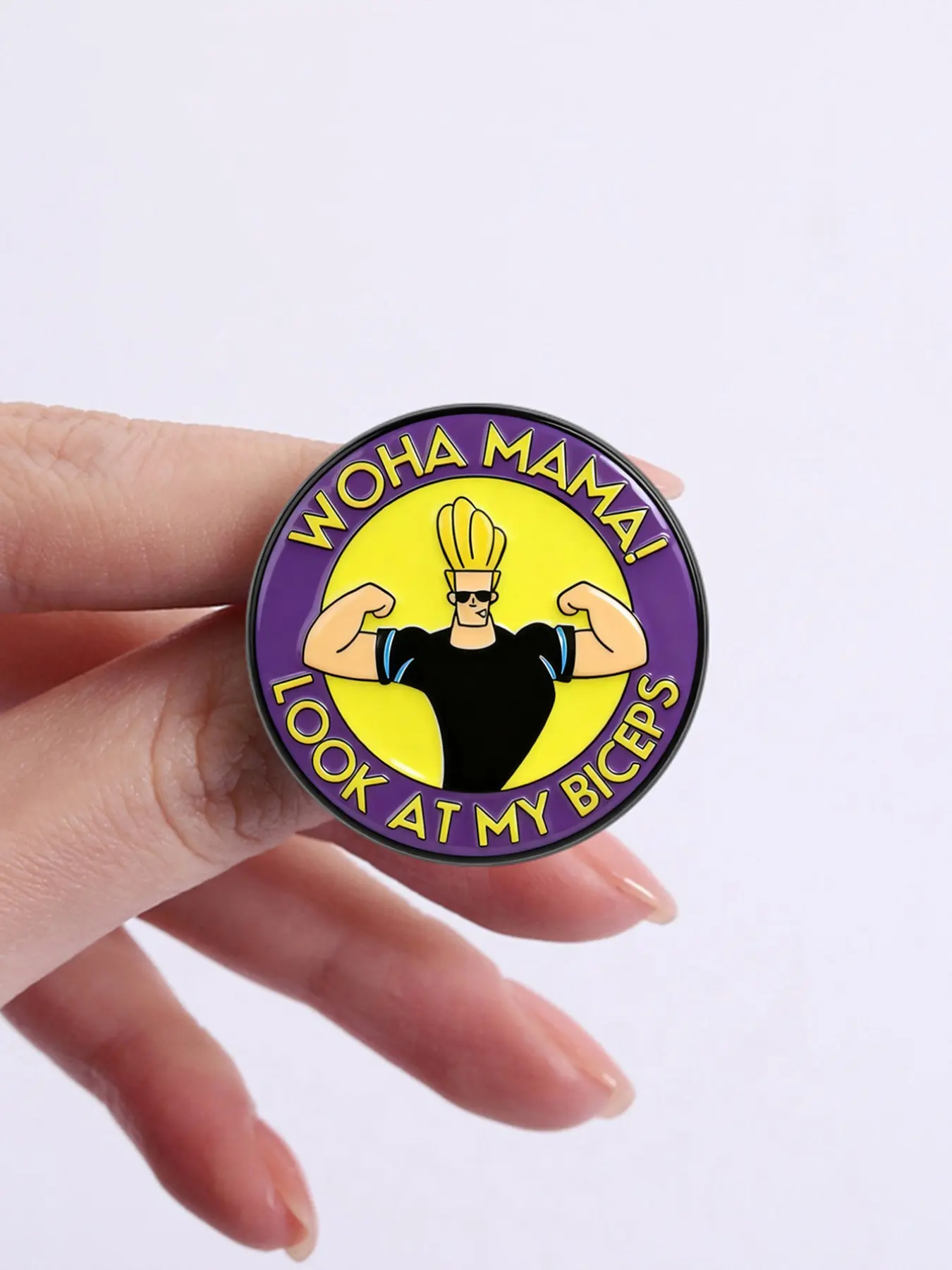 90s Cartoon Johnny Bravo Emblem, Vintage Muscle Flex Gesture Badge, Classic Quote Patch, Retro Culture Collectible, Childhood Memories Fan Gift Idea