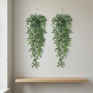 2 Piece Mandala Plant Decorations, Artificial Plant Set, Hanging Wall Art for Bathroom Living Room Home Wedding Birthday Garden Table Bookshelf Decoration, Artificial Fake Plants