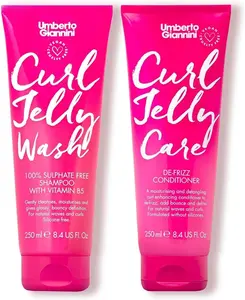 Umberto Giannini Curl Jelly Wash + Care Shampoo & Conditioner Duo for Curly, Wavy, Textured Hair