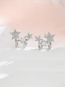 Exquisite, sparkling star-shaped U-shaped stud earrings with synthetic zirconia perfect for holidays, weddings, banquets, and parties