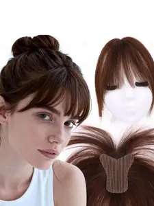 Women's Real Human Hair Topper, No Clips, With/Without Bangs, Covers Parting, Easy Application, 25cm