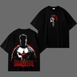 Daredevil V3 Vintage Graphic T-Shirt, Devil of Hell’s Kitchen Superhero Tee, Street Vigilante Comic Hero Shirt, Daredevil Mask Print Graphic Tee, Retro Comic Style T-Shirt, Oversized Cotton Streetwear, Comic Fan Gift, Superhero Graphic Tee for Fans