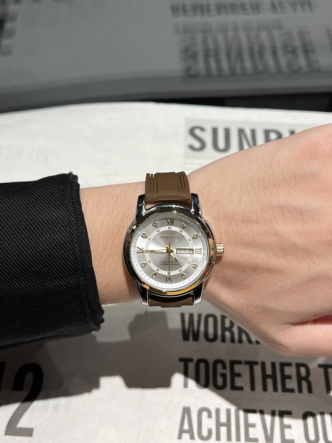 Men's Luxury Business Quartz Watch - Waterproof Luminous Date Display with Premium Silicone Strap, Stylish Sport Wristwatch