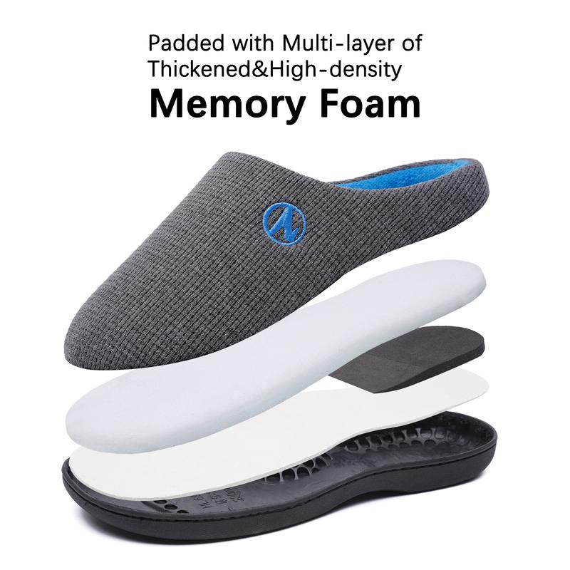 Unisex Gray & Blue Two-Tone Memory Foam Slippers with Durable Rubber Sole for Indoor & Outdoor Use Stylish Walking Footwear Comfortable House Slippers for Men & Women - Dance