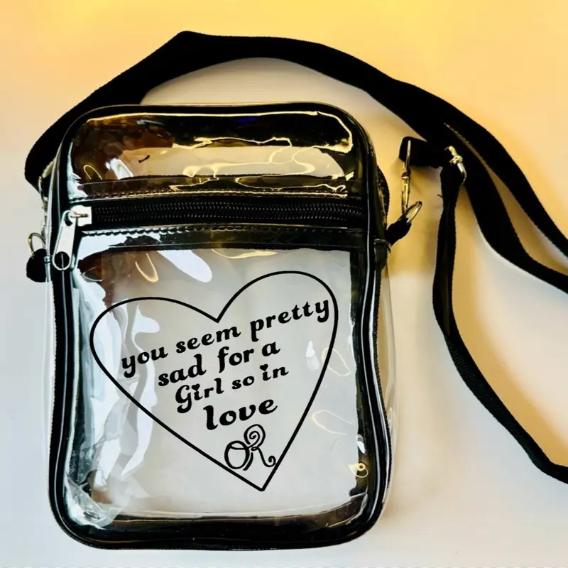 Clear Stadium Bag Custom The Unraveled Tour Olivia R.  Crossbody Bag with Black Adjustable Strap and front pocket Concert & Stadium Approved