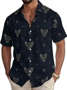 Men's Hawaiian Funny Beach Tropical Short-Sleeve Holiday Print Fun Shirt Casual Button Shirt Unisex