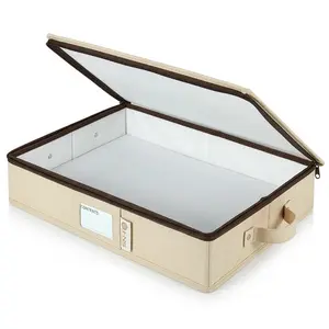 Platter Storage Container Hard Shell China Organizer with Dividers Protects up to 4 Platters for Moving and Seasonal Storage
