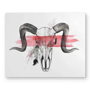 Begin Home Decor C1MP1620BXNKTC 16 x 20 in. Aries Skull with Feather Wall Art - Western Metal Print Home Decor