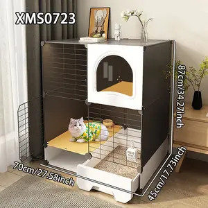 Space-Saving Cat Cage with Litter Box, Indoor Cat Villa for Small Homes, Compact Design, Includes Empty Cage with Litter Tray
