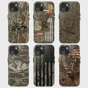 Hunting Camo Dog Duck Deer iPhone Case Western Country Hunter Phone Cover American Flag Outdoor Rugged Case Suitable for iPhone 17-11 Pro Max/Plus and  Samsung Galaxy S23-25