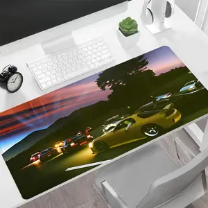 Street Racing Neon Lights Design Extended Mouse Pad, 1 Count Rectangle Non-slip Gaming Mouse Pad, Office Decorative Keyboard Pad for Home Office Desk, Gaming Room Accessories