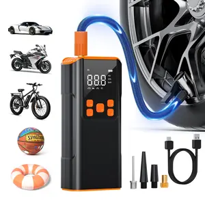 【Povasee】 Tire Inflator Portable Air Compressor 150PSI Cordless with LCD Display Flashlight 2X Pump for Cars Bikes Motorcycles Balls