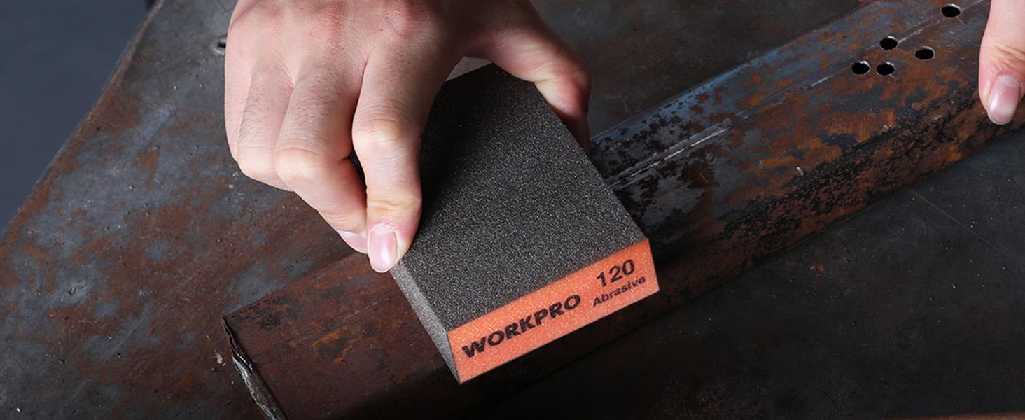 #backtoschool WORKPRO Sanding Sponge, 8 Pack Wet and Dry Dual-use Sanding Block, 60/80/120/220 Grit Assortment, Reusable Sandpaper Block for Wood, Metal, and Drywall