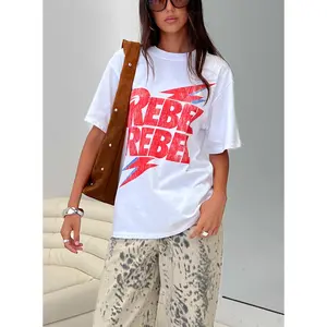 Rebel Rebel Oversized Graphic Top White