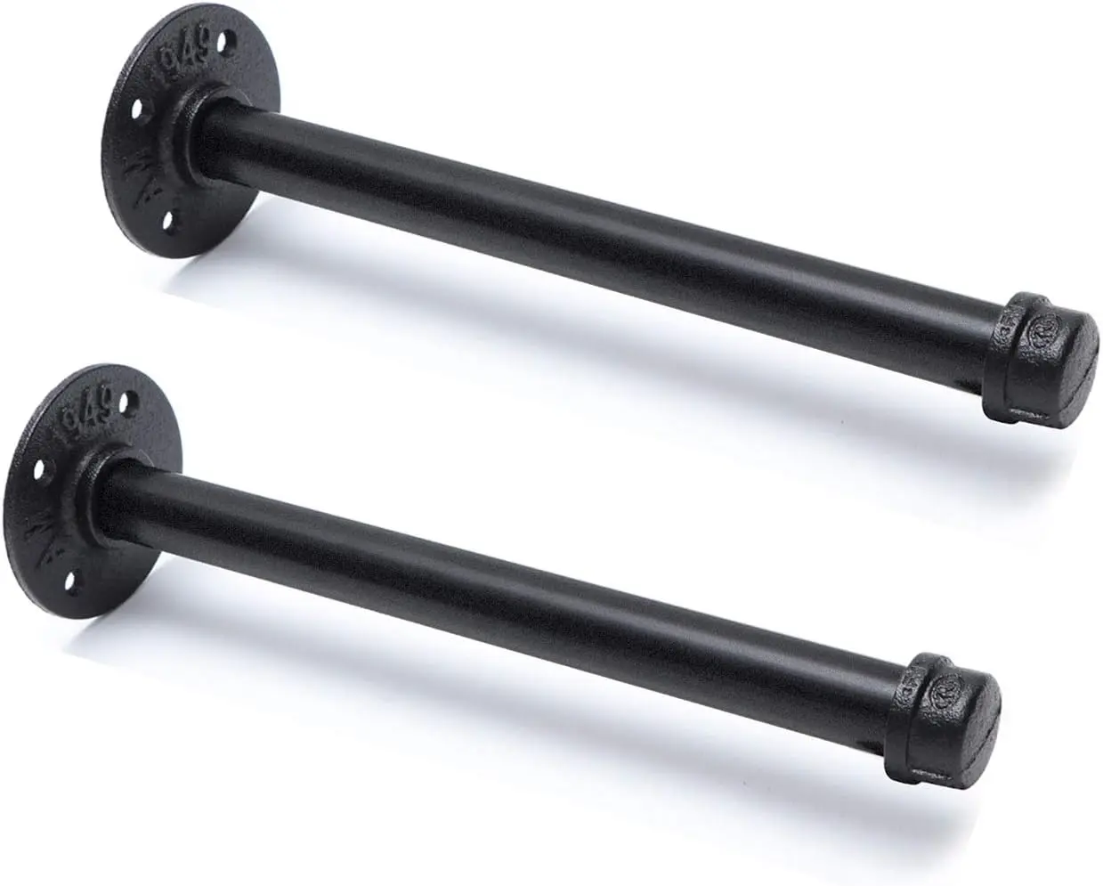 3/4" Industrial Black Iron Pipe Shelf Brackets, Rustic Wall Mounted DIY Shelving Brackets Hanging Custom Pipe Brackets for Floating Shelves(2, 10")