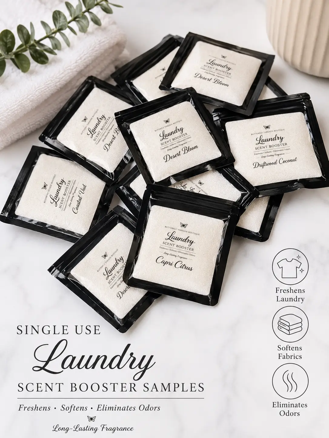 Single Use Laundry Fragrance Scent Booster Sample Pack - 13 Scents Included