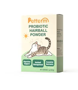 PETTERM Probiotic Hairball Control Powder - Gentle & Effective Hairball Relief for Cats with Probiotic-Powered Formula & Tasty Chicken Flavor - 15 Sachets