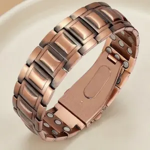 Pure Copper Bracelet for Men-3X Strength,3800 Gauss Neodymium Magnetic link Bracelets with Pro Fold-Over Butterfly Clasp,Copper Jewelry Gifts for Men Wearable SpringStatements