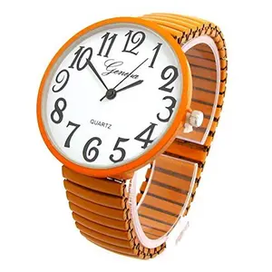 Blekon Collection Fashion Watch Wholesale Geneva Super Large Stretch Watch Clear Number Easy Read (Orange)