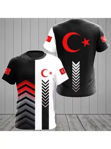 3D Print Turkey Flag Sport Quickdry Breathable Men Women TShirt Outdoor Football Jersey Team Loose Parent-child Short Sleeve Top