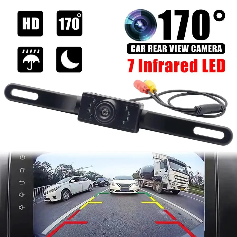 8led Iron License Plate Backup Camera, Stable Iron Frame Installation, Hidden High-Definition Night Vision Wide Angle, No Drilling Universal Rear View Car Backup Camera