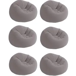 Intex Inflatable Beanless Bag Chair, Portable Blowup Lounge Seating, 6 Pack Gray Intex Inflatable Beanless Bag Chair, Portable Blowup Lounge Seating, 6 Pack Gray