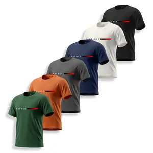 Pack of 6 men’s short-sleeve T-shirts, athletic crew neck T-shirts—running and fitness training tops, suitable for sporty casual summer wear, men’s printed T-shirts