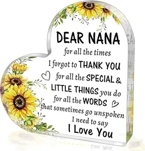 Best Nana Gifts, to My Nana Acrylic Heart Sign Keepsake Presents, Birthday Mothers Day Christmas Valentines Day Gifts for Nana Grandma Grandmother