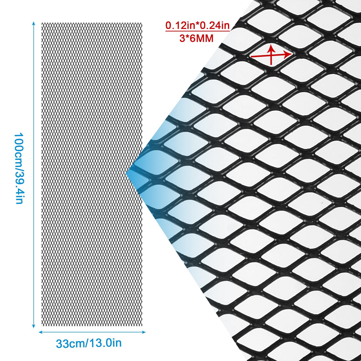 Universal Black Aluminum Mesh Grille Cover-40"x13"Car Bumper Hood Vent Grill Net，Universal Bumper Grills Meshs for Front Bumper & Car Hood Vent Grille Inserts
