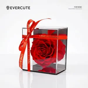 EVERCUTE Citizen Kane Preserved Rose Acrylic Box – Waterproof Eternal Rose. Romantic Gift for Girlfriend, Wedding, Home Decor, Anniversary. Perfect for Valentine's, Christmas, Thanksgiving, Mother's Day & All Occasions. Includes Silk Ribbon. TikTok Viral.