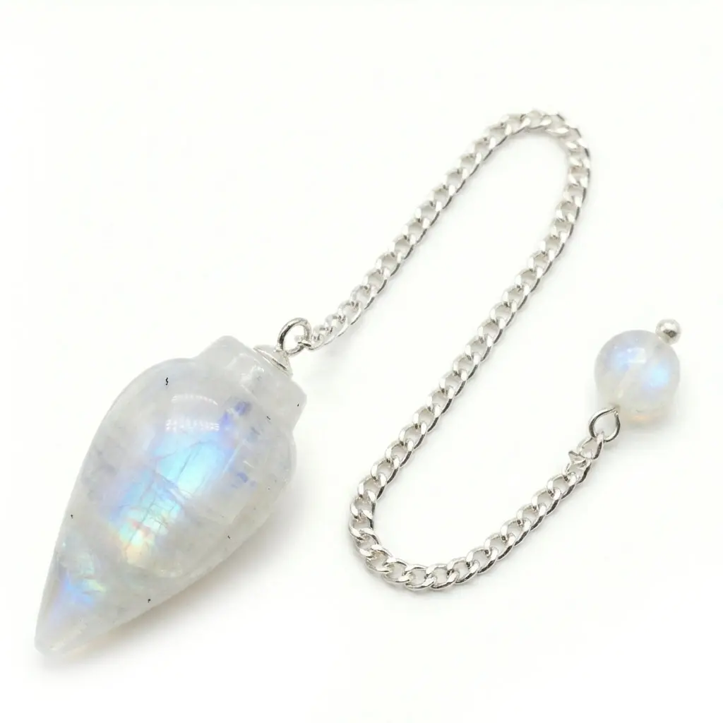 Rainbow Moonstone Pendulum — Crystal Dowsing Tool for Balance &amp; Intuition