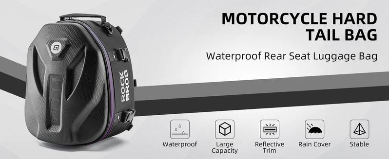 ROCKBROS Waterproof Tail Motorcycle Tail Rear Seat Bag 12.5L Storage Backpacks Hard Shell