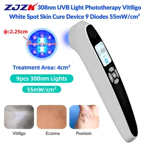 ZJZK 9 Diodes 308nm UVB Excimer Phototherapy Device, 55mW/cm² High Energy Density, Handheld Blue Light Skin Treatment, Targeted Therapy for Vitiligo, Psoriasis, Eczema, Atopic Dermatitis, Portable Home Use for Skin Disorders