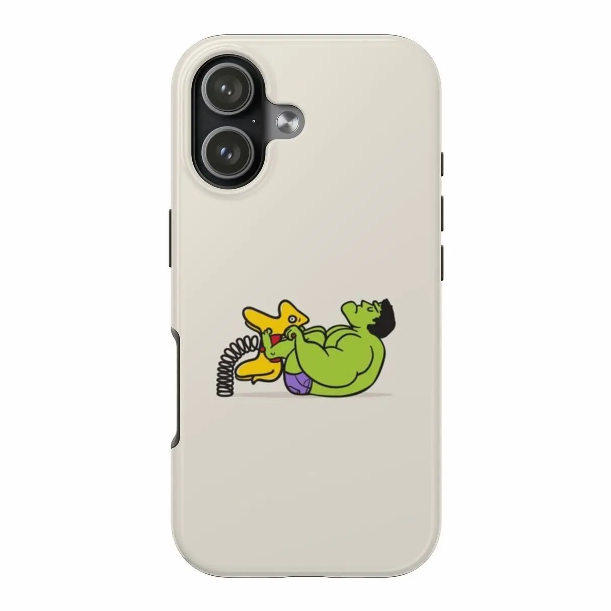 Funny Hulk Riding Playground Spring Toy Phone Case, Cute Superhero Cream Aesthetic Cover, Phone Cover for iPhone 7-17 Pro Max / for Samsung S21-S25 Ultra R