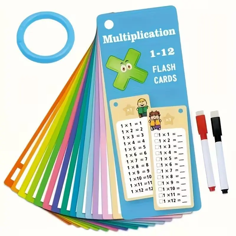 Multiplication Learning Cards, Writeable Practice Cards, Reusable Math Study Flashcards, (Multiplication Practice Cards from 1 to 12) For School Early Education and Home Education , Preschool Education Teaching Assistant Tool